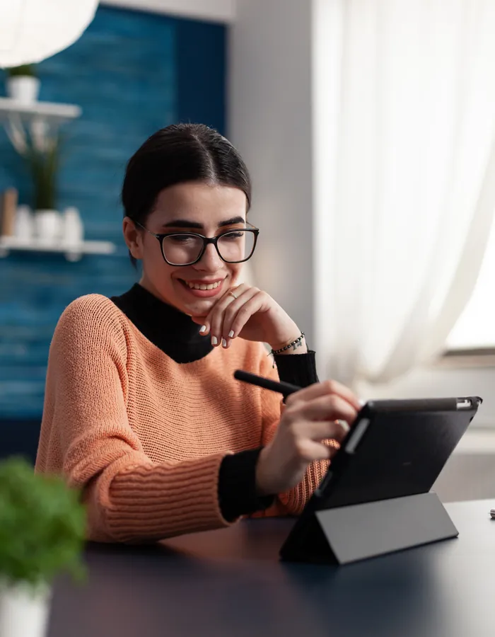 Creator planning posts on a tablet
